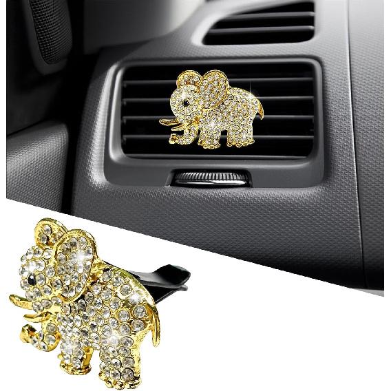 Elephant Car Air Conditioning Outlet Clip, Bling Elephant-Shaped Air Vent Clips Rhinestone Auto Interior Decor, Crystal Aroma Freshener Diffuser Clip