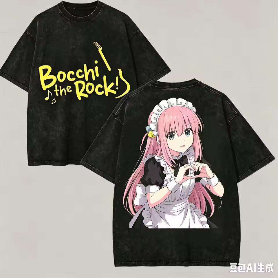 2026 Washed Anime T shirt For Fans Of Bocchi The Rock Hitori Gotoh, New Harajuku Loose Vintage Classic Unisex Streetwear T shirt