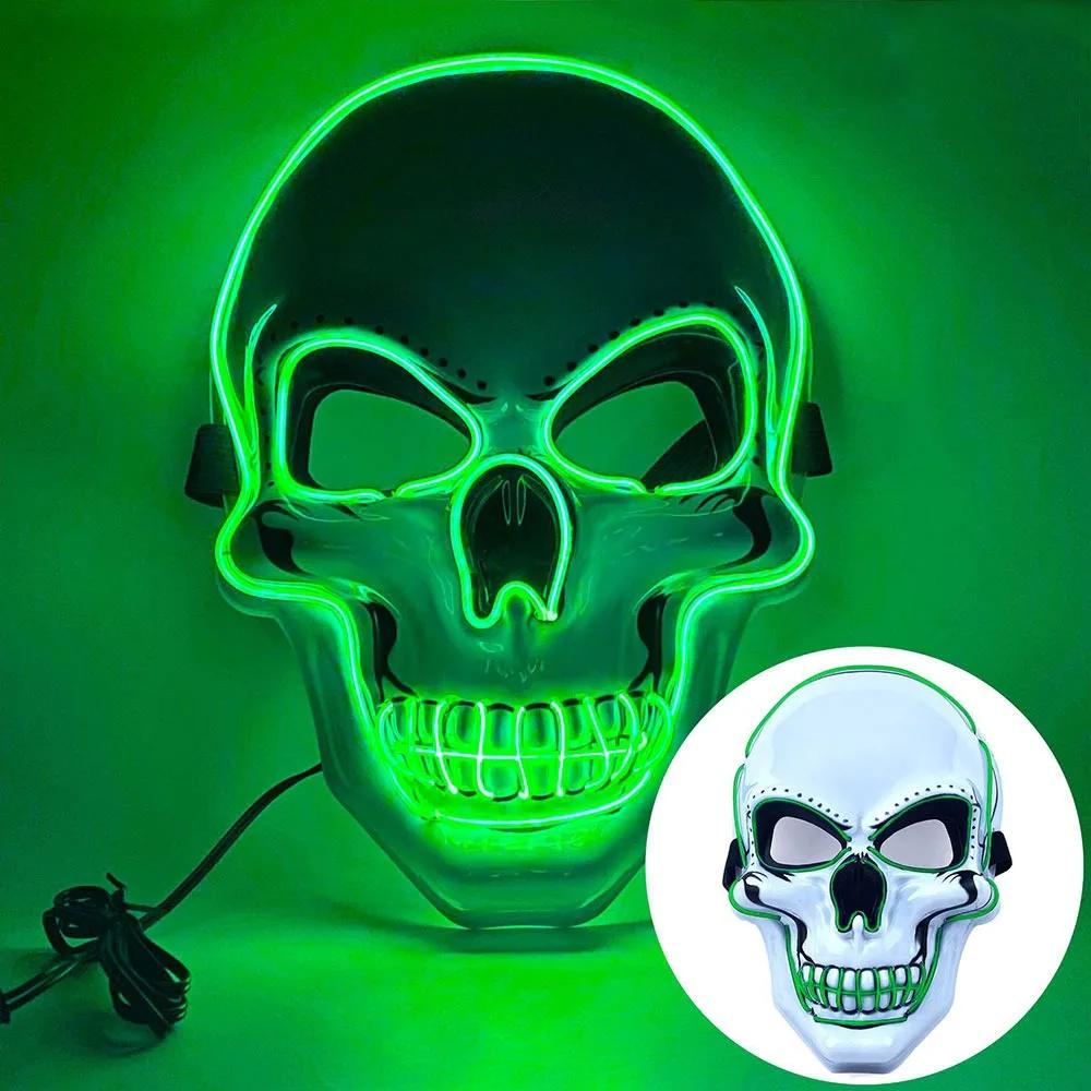 Fashion Horror Halloween Skull Mask Halloween Cosplay Costume LED Cold Light Mask LED Light Cosplay Mask Party Makeup Ball