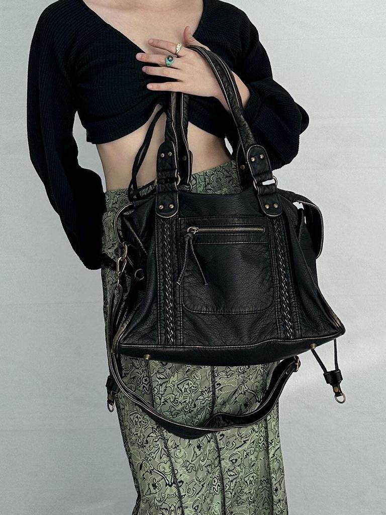 Retro Y2K Women's Large Capacity Underarm Motorcycle Tote Bag