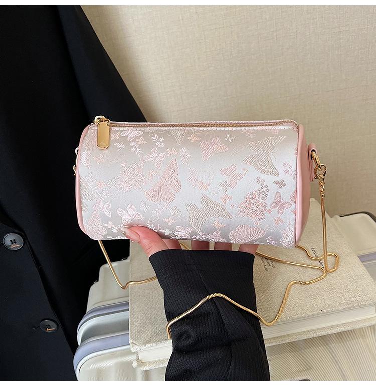 New Linen Bamboo Tote 2025 New Women's Bag Embroidered Sequined Women's Hand Carry Dinner Bag