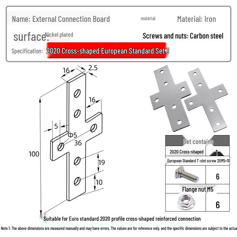 Plaque de Connexion d'Angle en Aluminium pour Profilés 20/30/40 avec Fixations