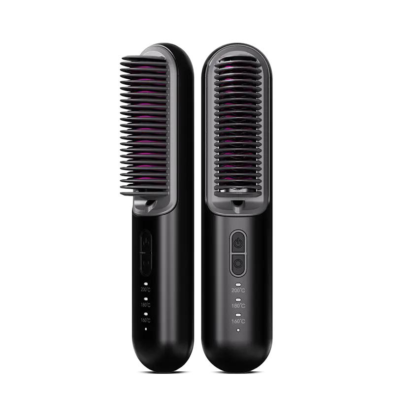 Professional Travel Electric Hairdressing Brushes Mini Wireless Comb Hair Straighteners Smoothing Brush Styling Tool