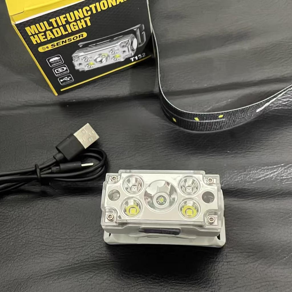 Mini Strong 5LED Headlamp Motion Sensor Headlight Outdoor Camping Fishing USB Rechargerable Portable Flashlight Head Lamp
