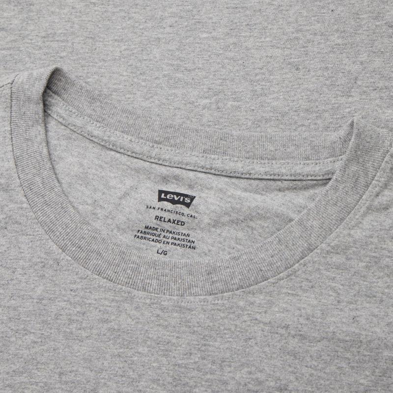 Levis Color Block Logo Printed Round Neck Short Sleeve T-Shirt Men Tops Gray 16143-0435