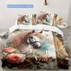 Flowersandhorses Customize Your Name Duvet Cover Soft Bedding Set For Bedroom Guest Room And Dorm Decoration Threepiece Set Includes 1 Duvet Cover 2