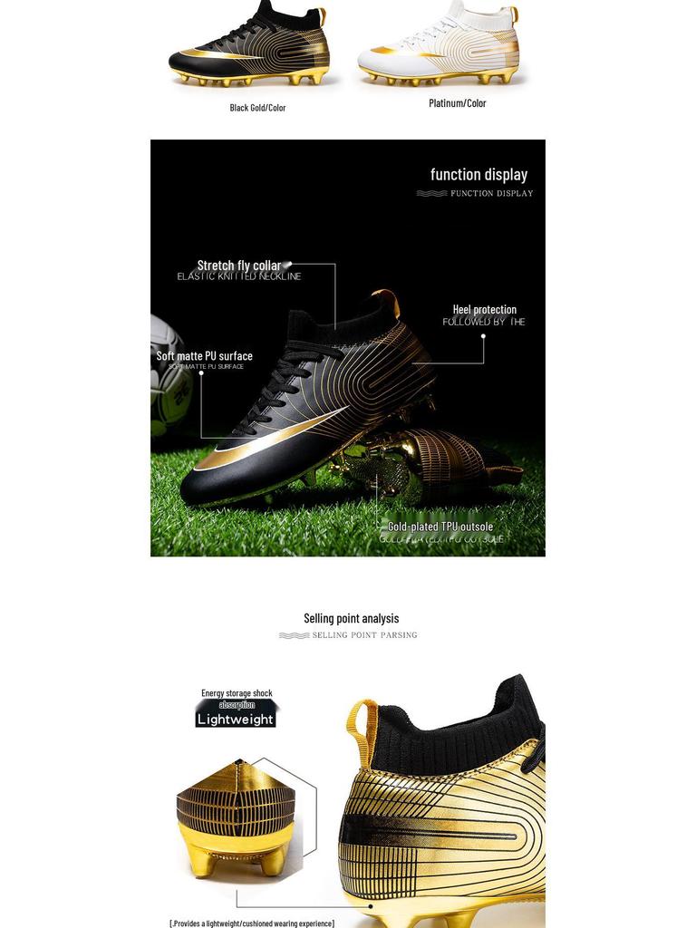 Zhenzu Dziecięce Złote Korki Piłkarskie High-Top