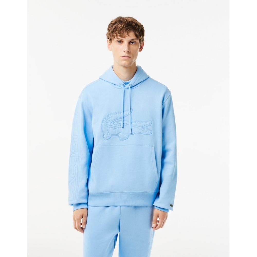 

LacoSTe Men S Puff Croc Big Wording Embroidered Hooded T ShirT Sh2105 53n Hbp 003