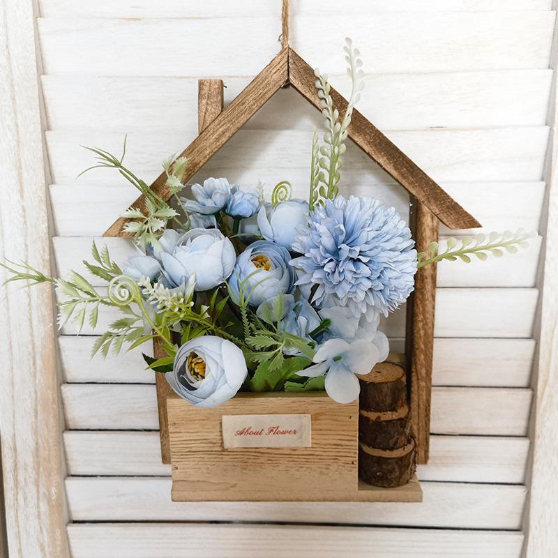 European-style Wooden Wall Hanging Flower Basket with Macrame