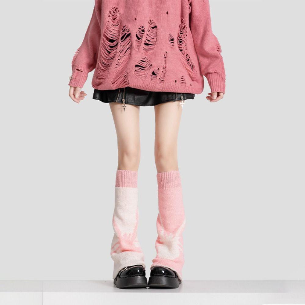 Spider Knitted Leg Warmers Heart Lolita Boots Cover Fashion Knee High Girls Stockings  Student