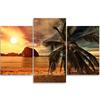 Three Piece Picture Canvas Print Sunset Sea Palms