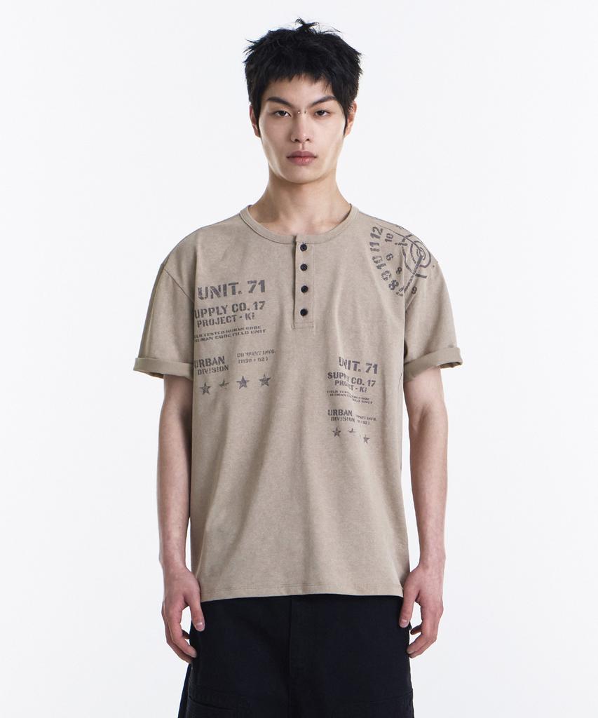 Gicheol Proto Sight Henley T-Shirt (Beige)