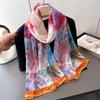 Scialle di Seta Lunga Grande Taglio Floreale Stampa Feihuayun Primavera Estate Sciarpa da Viaggio di Alta Gamma Protezione Solare Sciarpa da Donna Foulard