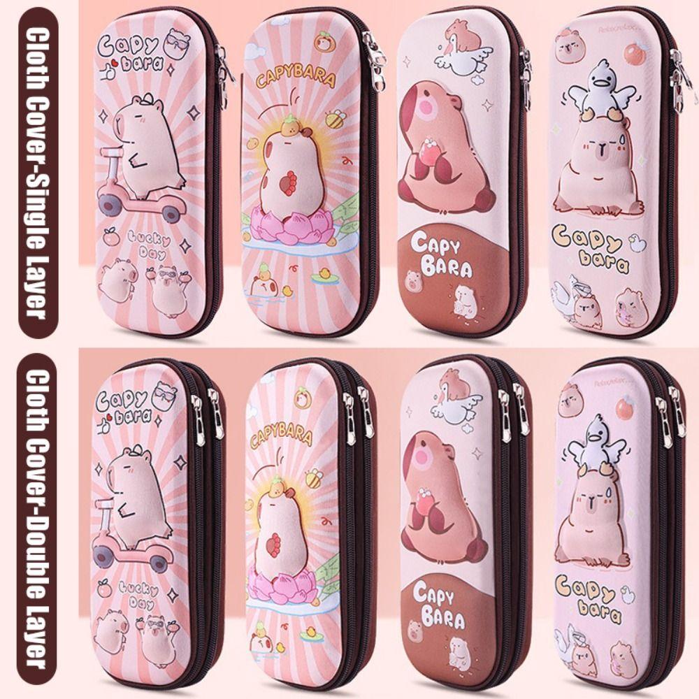 Large Capacity Pen Bag Double Layer Zipper Stationery Storage Box Dirt-proof Pencil Case  Student