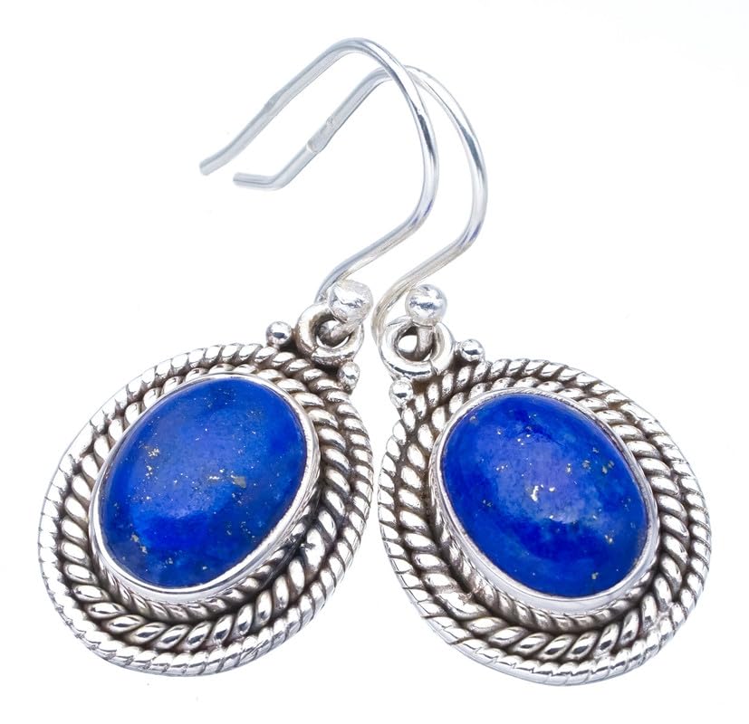 

StarGems® Natural Lapis Lazuli Handmade 925 Sterling Silver Earrings 1.25 F5662