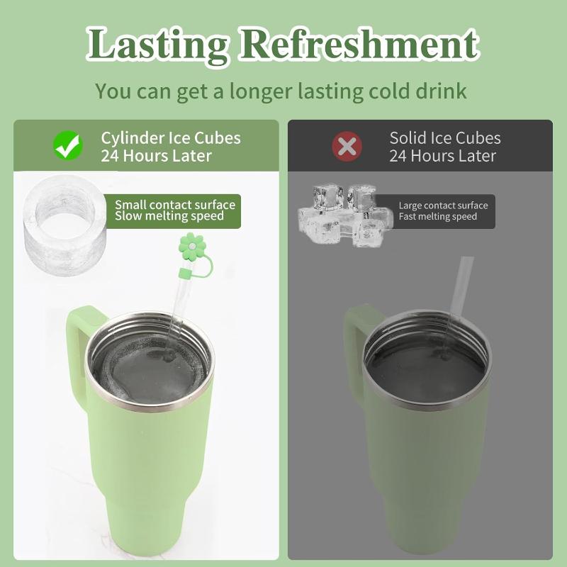 Ice Cube Tray Mold for Stanley Cup, Silicone Ice Cube Maker With Lid for 30-40oz Tumbler Chilling Whiskey, Cocktails, Drinks