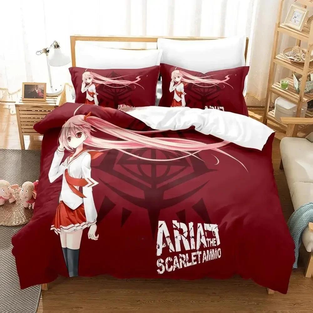 Nytt Aria The Scarlet Ammo Sängkläder Set Tecknad tre-delat set Vuxen Barn Sovrum Påslakan Set 3D-tryck Kawaii