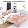 3pc Imitation 3D Pink Rose Print Coreless Bedding Set Soft and Comfortable Bedroom Dormitory Multiple Sizes Machine Washable