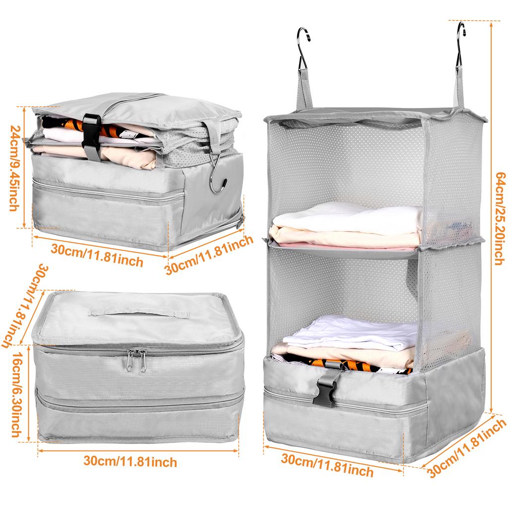 Podróżny Wiszący Organizer na Bagaż Przenośna Torba do Przechowywania Ubrań Duża Pojemność Składany Oddychający Szafa Organizer na Odzież Torba
