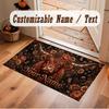 Highland Cow Theme Soft Crystal Velvet Rug Custom Name & Text Print Non Slip Floor Rug for Bedroom Living Room
