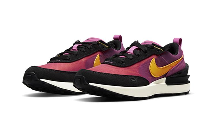 Nike Waffle One 'Active Fuchsia' Cushioning Breathable Low Top Casual Shoes Black Purple Gold Kids' DC0480-600