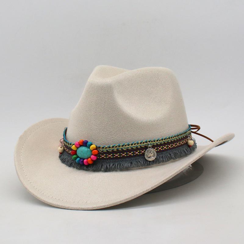 Sun Hat Jazz Hat Suede High Quality Spring And Summer European And American Style Woolen Cowboy Hat Ethnic Style Roll Top Hat
