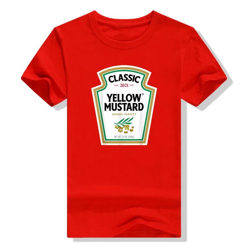 Aesthetic Clothe Yellow Mustard DIY Ketchup Apparel CondiUnisexts Couples Group Halloween Costume TShirt harajuku graphic t shirts