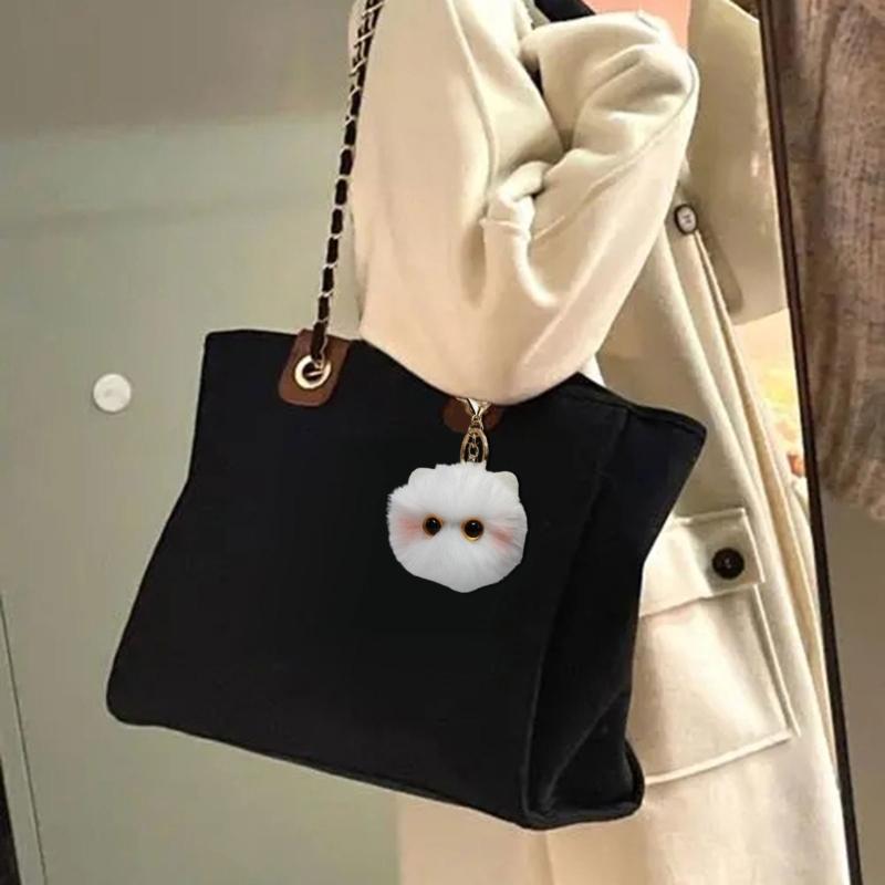 Cute Plush Balls Keychain Cartoon Cat Pendant Keyrings Blusher Toy Animal Couple Key Rings for Backpacks and Phone