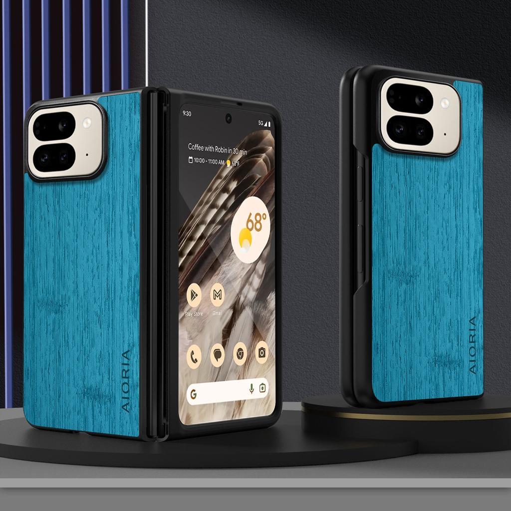 Case for Google Pixel 10 9 Pro Fold Funda Bamboo Wood Pattern Leather Phone Cover Luxury Coque for Pixel 10 Pro Fold Case Capa