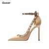 Willow Nails Ankle Strap Buckle Patent Leather Ultra-Fine High Heel Large Size 35-44 Women'S Single Shoes