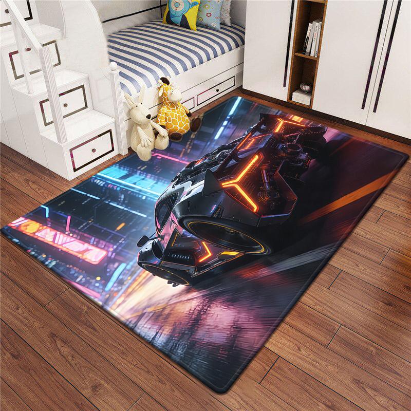 Racing Car Rug Multi-size Anti-Slip Polyester Carpet High-Definition Sport Car Print Modern Living Room Kids Game Room Decor Mat