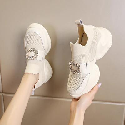 Fashion Women Luxury Crystal Sports Shoes Spring and Autumn Fashion Mesh Breathable Platform Sports Shoes Women Comfortable Tennis Shoes