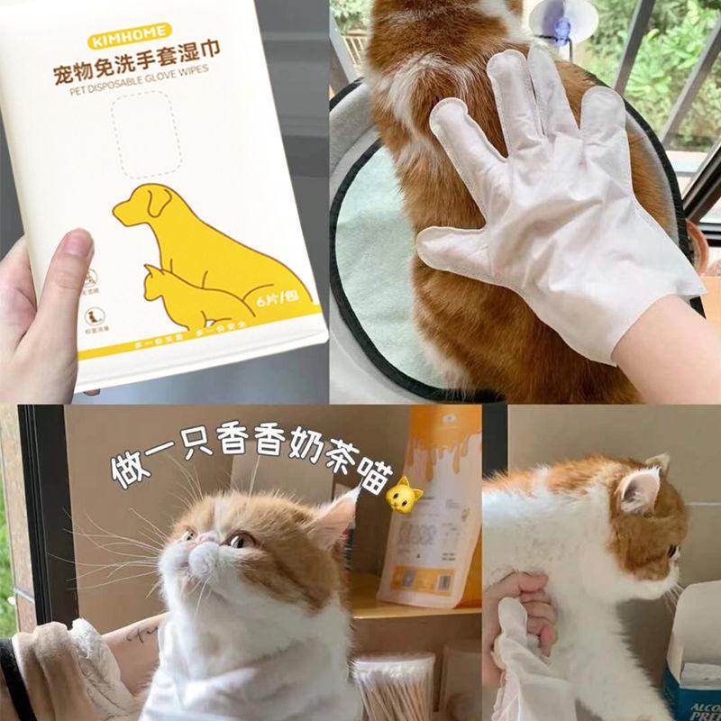 Disposable Pet Bathing and Deodorizing No-Rinse Gloves