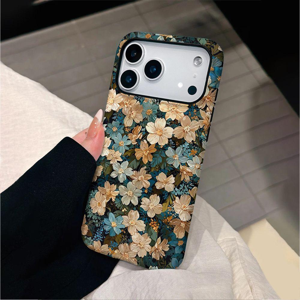 Quiet Flower Shadow Phone Case for Apple iPhone16- Retro Style Hard Shell Shockproof Phone Cover for Iphone16/15/14/13/12/11/Xs/Xsmax/XR/Pro/Pro Max