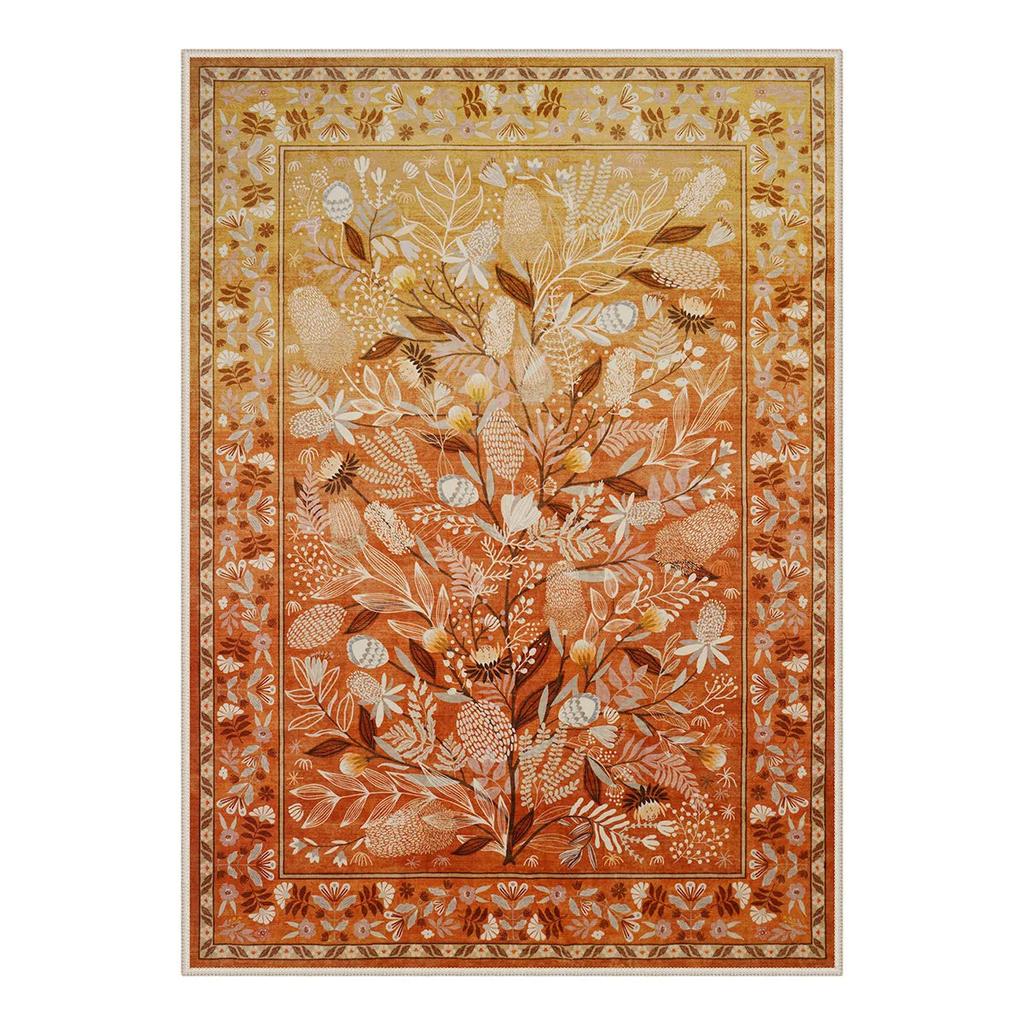 Green Large Area Rugs Botanical Floral Washable Rugs for Living Room Soft Rug for Bedroom Non-Slip Modern Rug Dining Room Mat