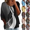 Linen Shirts For Women 3/4 Sleeve Button Down V Neck Summer Tops Dressy Casual Cute Shirts