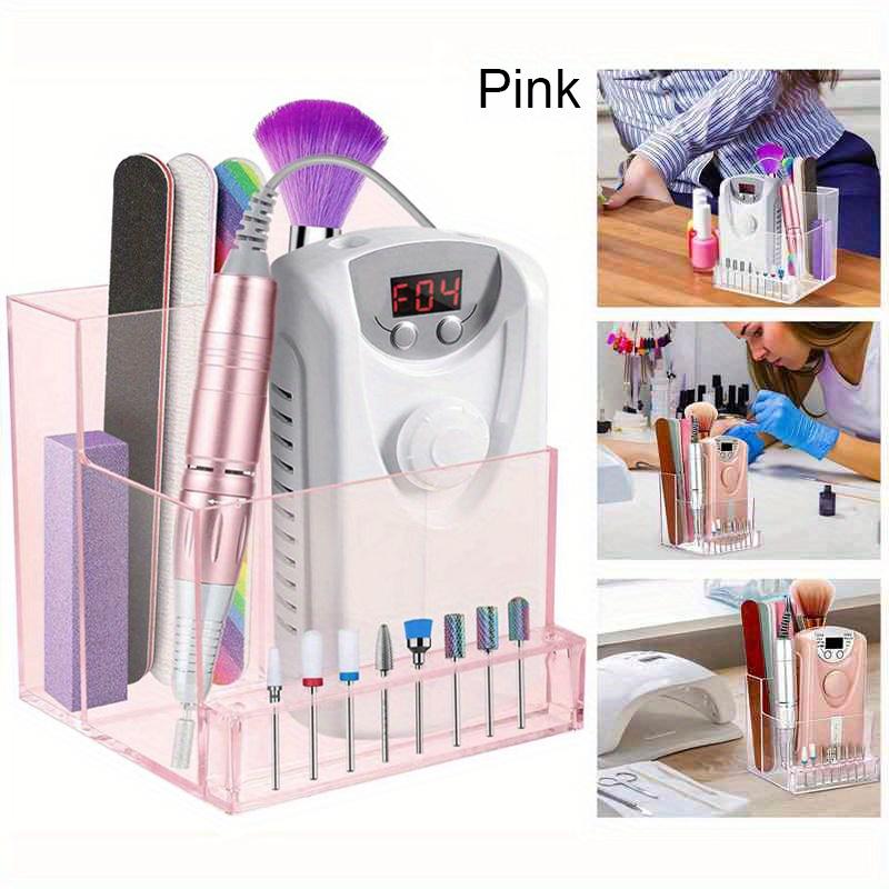 

1PC Nail Drill Bits Holder Display Clear Nail Display Box Transparent Makeup Organizer Nail Manicure Tools Acrylic Nail Display рожевий