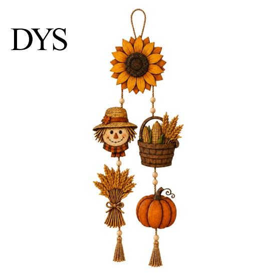 Wooden Bead Tassel Hanging Pendant Autumn Harvest Sign, Rustic Farmhouse Door Sign with Tassels and Wood Beads, Seasonal Warm Earth Tone Fall
