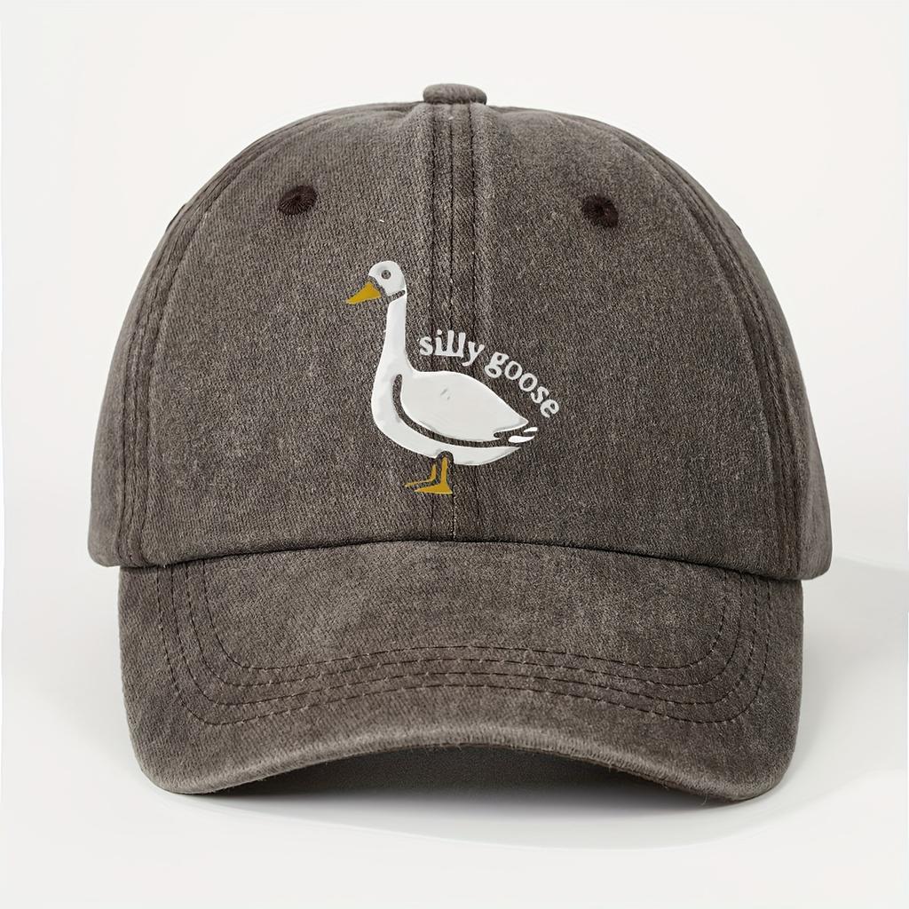 SILLY GOOSE Printed Casual Trendy UnisexS Washed Vintage Baseball Cap Fashionable Outdoor Urban Style Unisex Dad Hat Suitable fo
