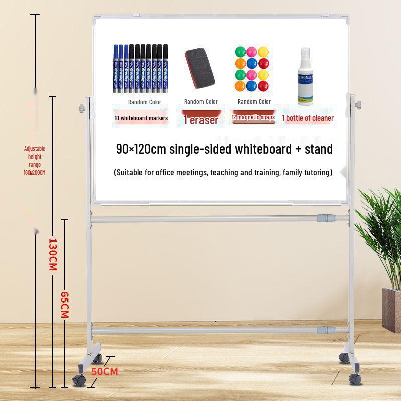 Dual-Sided Magnetic Whiteboard & Blackboard, Mobile Stand, Erasable, for Home, Office, or Classroom.