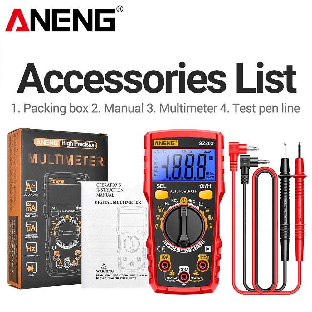 Smart Digital Multimeter Tester Professional AC/DC Voltage Current Electrical Data Retention High Precision Detector ANENG SZ303