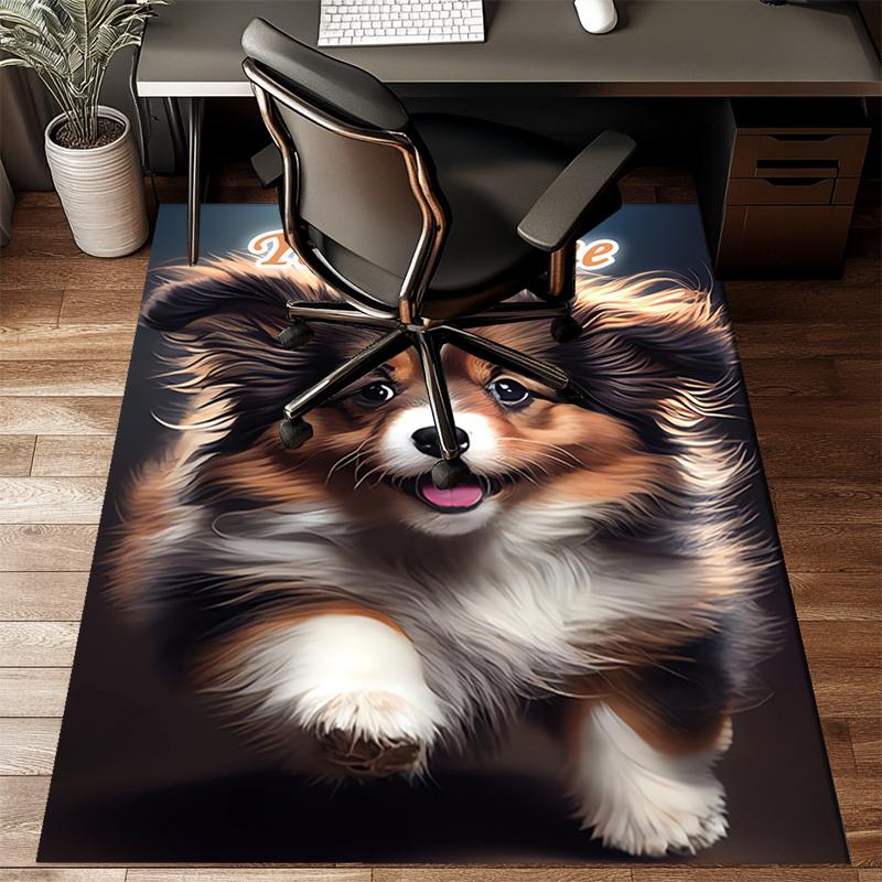 1PC Custom Name Papillon Puppies Friendship Theme Floor Mat Ideal for Living Room, Game Rooms, Office, Bedroom, Floor Mat Playful Design