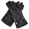 Men Full Finger Gloves PU Leather Protection Riding Gloves Waterproof Button Closure for Camping Climbing Hiking Outdoor Sports