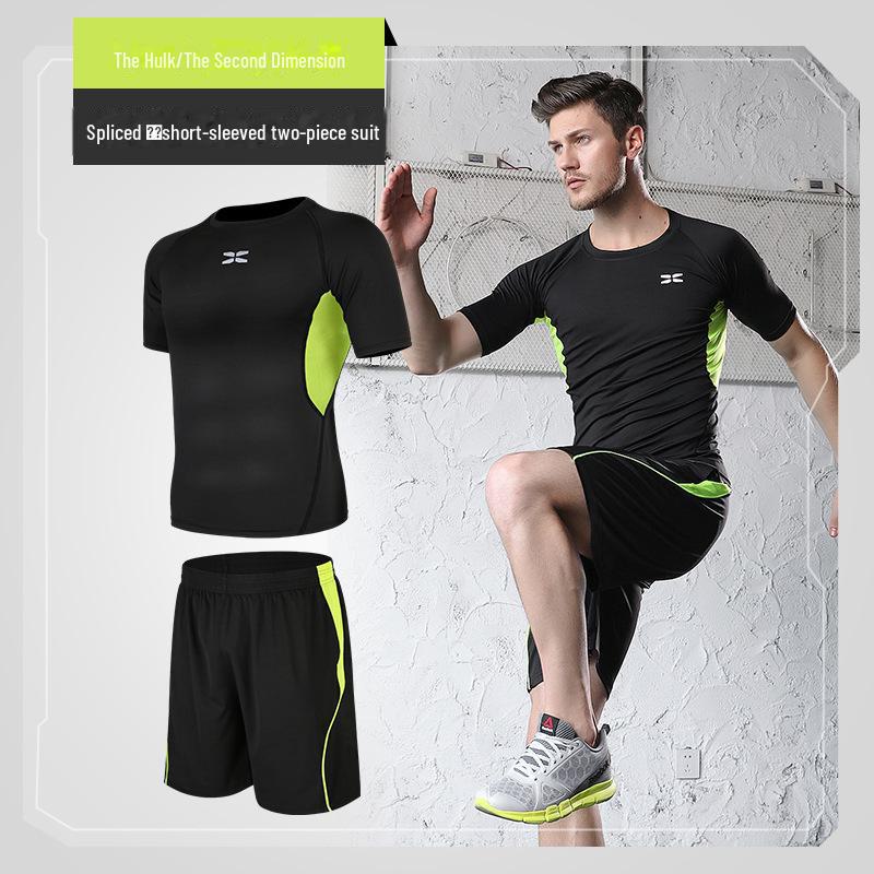 Men's Casual Fitness Running Suit: Shorts & Short-Sleeved Tights for Yoga & Training