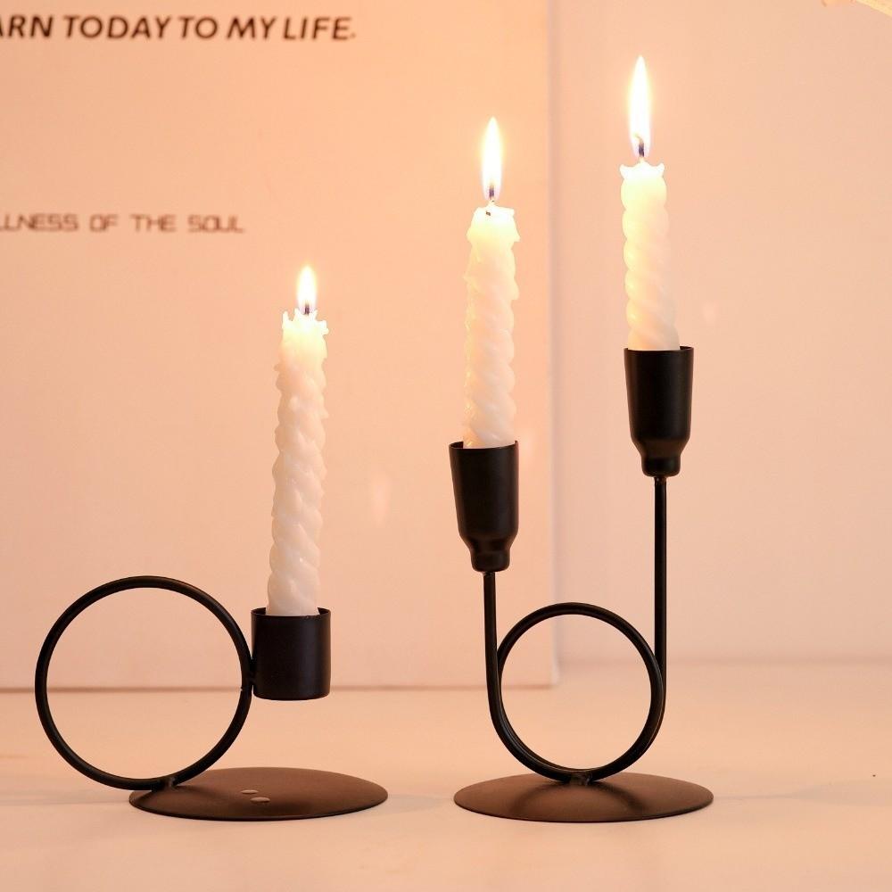 U-shaped Tabletop Candle Holders Metal Ornament Candlelight Dinner Props Home and Hotel Decoration Double Headed