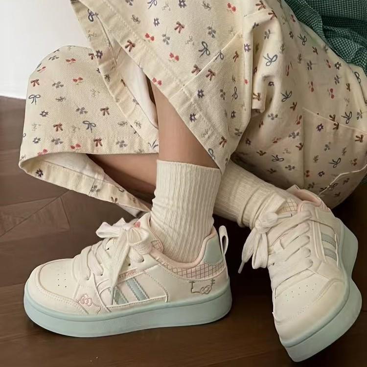 Women's White German Training Shoes - Thick 5cm Sole, Trendy Casual Sports Sneakers, Spring 2026