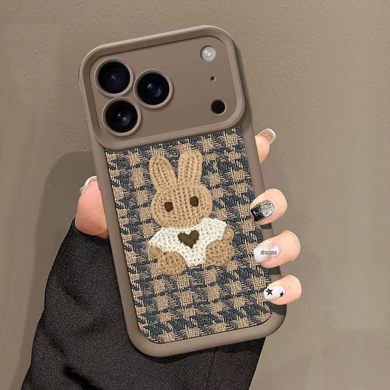 Capa de Celular Adorável de Coelho à Prova de Queda para iPhone 17, 16 Pro, 15 Pro Max, 14 e 13 Pro.