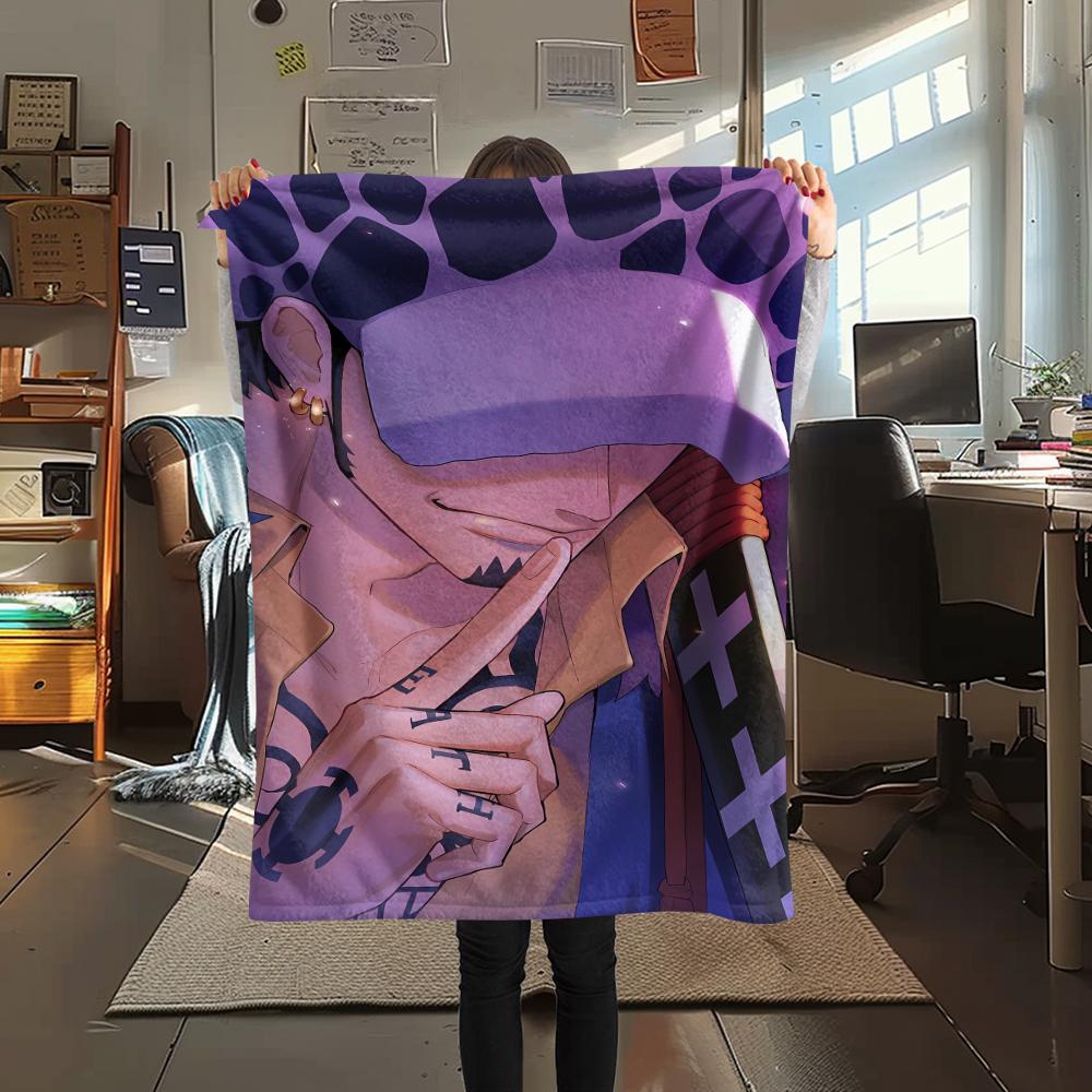 Flanelová deka s potiskem postaviček z One Piece, Vysoká kvalita, Pohodlná pro všechna roční období, Domácí dekorace, Teplo a pohodlí, Perfektní jako vánoční dárky