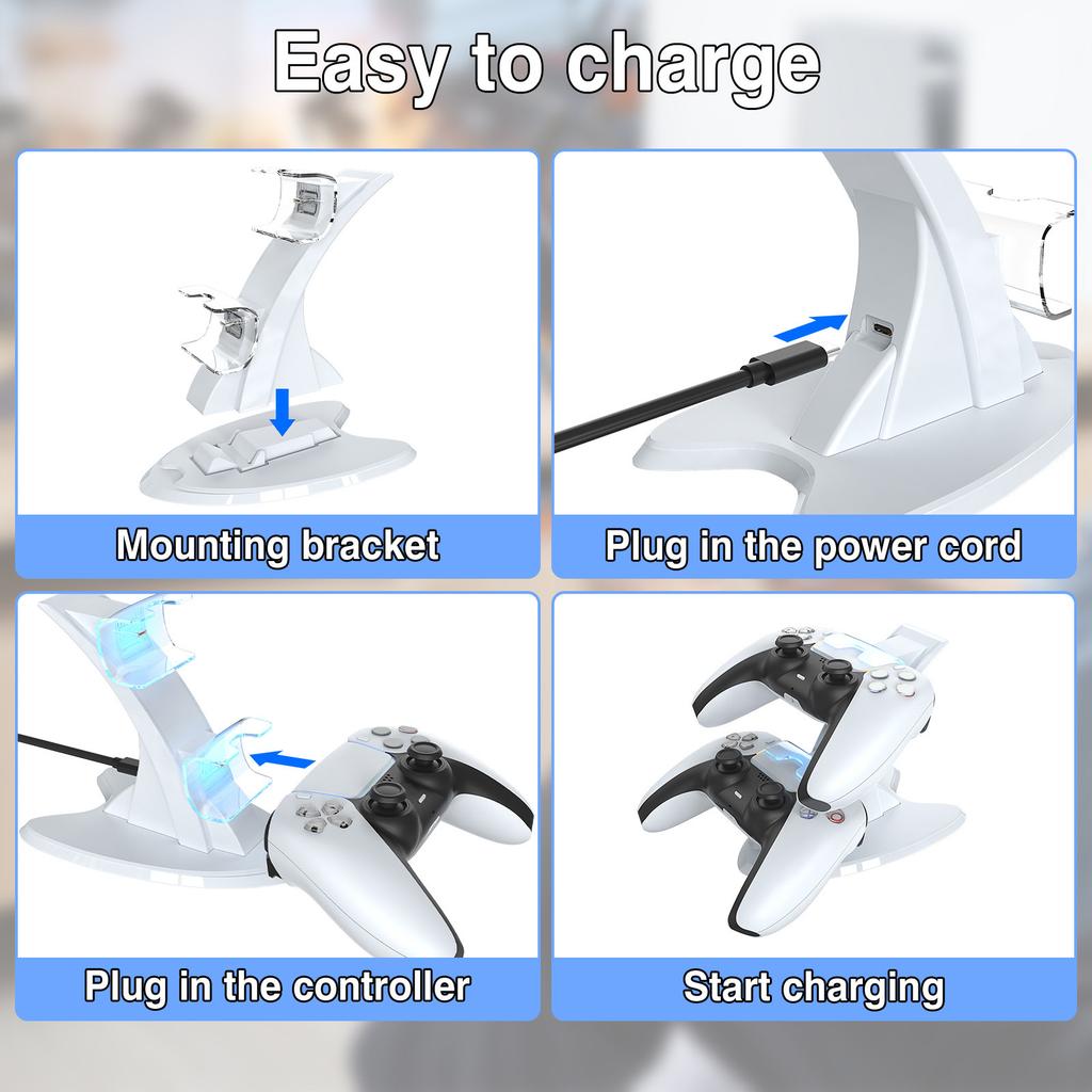 For PS 5 Controller Charging Dock with Indicator Light Gamepad Charging Base Type-C Gamepad Storage Bracket Gift for Friends