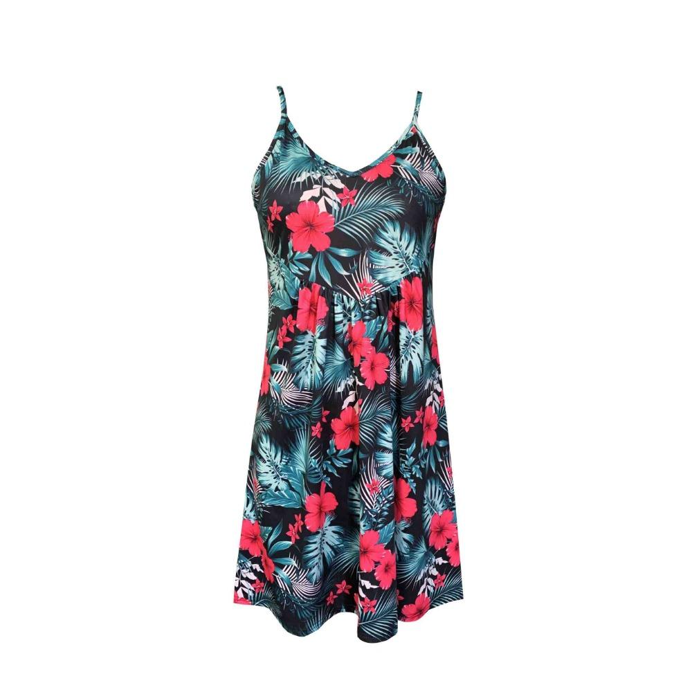 Women's Summer Dress  Floral Boho Maxi Dresses Sleeveless Strap Beach Sun Dresses